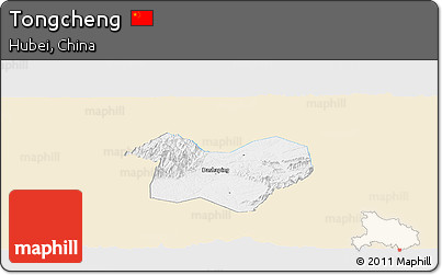 Classic Style Panoramic Map of Tongcheng, single color outside