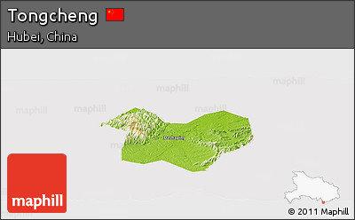 Physical Panoramic Map of Tongcheng, cropped outside