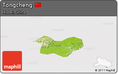 Physical Panoramic Map of Tongcheng, cropped outside