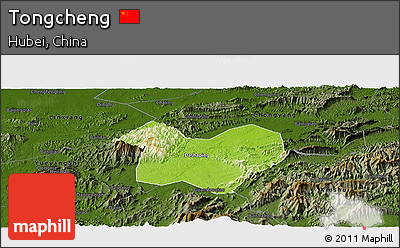 Physical Panoramic Map of Tongcheng, darken