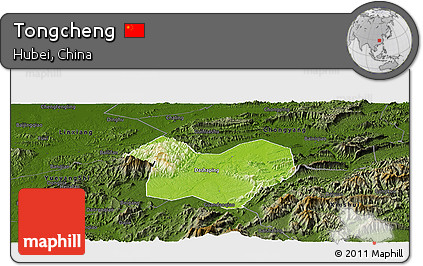 Physical Panoramic Map of Tongcheng, darken