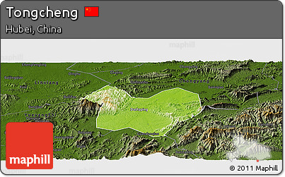 Physical Panoramic Map of Tongcheng, darken