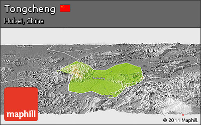 Physical Panoramic Map of Tongcheng, desaturated