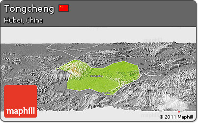 Physical Panoramic Map of Tongcheng, desaturated