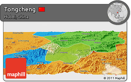 Physical Panoramic Map of Tongcheng, political outside