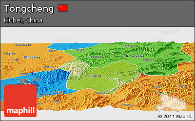 Physical Panoramic Map of Tongcheng, political outside