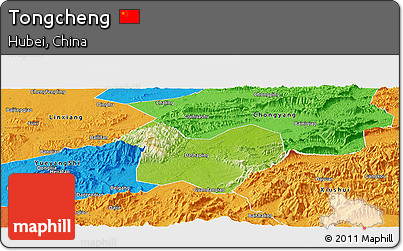 Physical Panoramic Map of Tongcheng, political outside