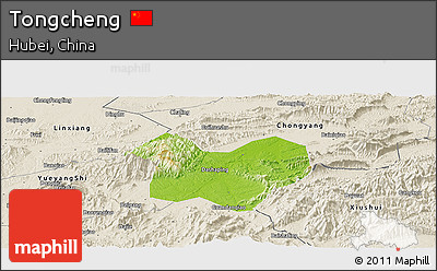 Physical Panoramic Map of Tongcheng, shaded relief outside