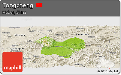 Physical Panoramic Map of Tongcheng, shaded relief outside
