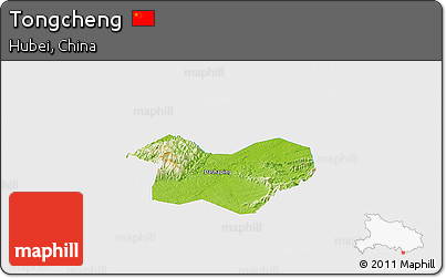 Physical Panoramic Map of Tongcheng, single color outside