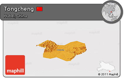 Political Panoramic Map of Tongcheng, cropped outside