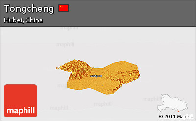 Political Panoramic Map of Tongcheng, cropped outside