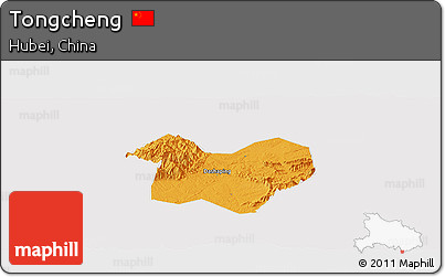 Political Panoramic Map of Tongcheng, cropped outside
