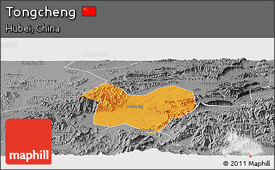Political Panoramic Map of Tongcheng, desaturated