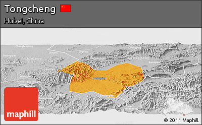 Political Panoramic Map of Tongcheng, lighten, desaturated