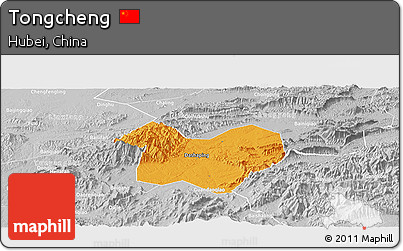 Political Panoramic Map of Tongcheng, lighten, desaturated
