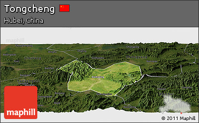 Satellite Panoramic Map of Tongcheng, darken
