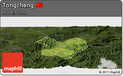 Satellite Panoramic Map of Tongcheng, darken