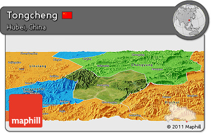 Satellite Panoramic Map of Tongcheng, political outside