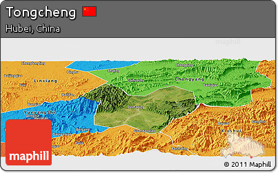 Satellite Panoramic Map of Tongcheng, political outside