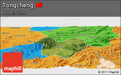 Satellite Panoramic Map of Tongcheng, political outside