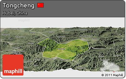 Satellite Panoramic Map of Tongcheng, semi-desaturated