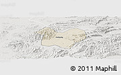 Shaded Relief Panoramic Map of Tongcheng, lighten, semi-desaturated