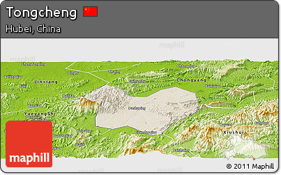 Shaded Relief Panoramic Map of Tongcheng, physical outside