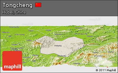 Shaded Relief Panoramic Map of Tongcheng, physical outside