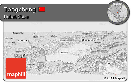 Silver Style Panoramic Map of Tongcheng