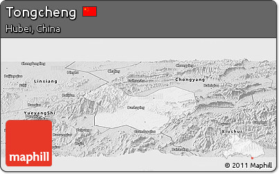 Silver Style Panoramic Map of Tongcheng