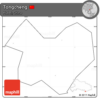 Blank Simple Map of Tongcheng, cropped outside, no labels