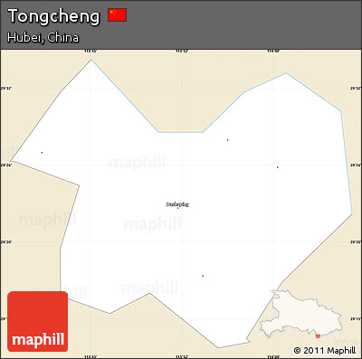 Classic Style Simple Map of Tongcheng, single color outside