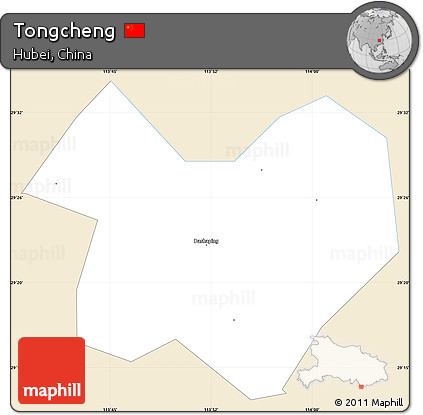 Classic Style Simple Map of Tongcheng, single color outside