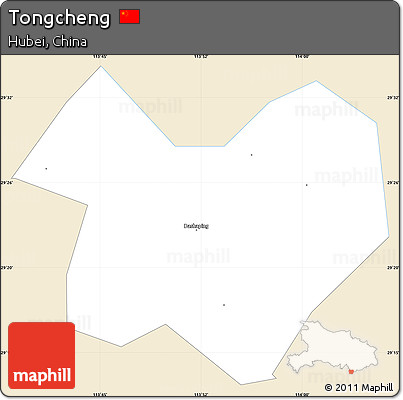 Classic Style Simple Map of Tongcheng, single color outside