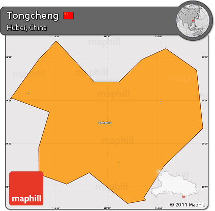 Political Simple Map of Tongcheng, cropped outside