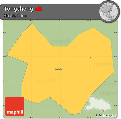 Savanna Style Simple Map of Tongcheng, single color outside