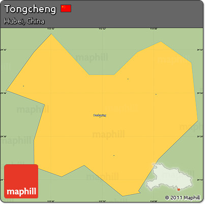Savanna Style Simple Map of Tongcheng, single color outside