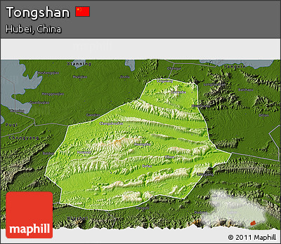 Physical 3D Map of Tongshan, darken
