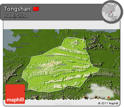 Physical 3D Map of Tongshan, darken
