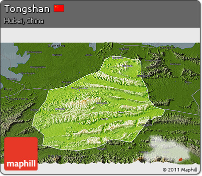 Physical 3D Map of Tongshan, darken