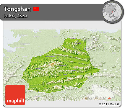 Physical 3D Map of Tongshan, lighten