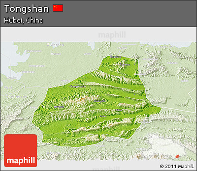 Physical 3D Map of Tongshan, lighten