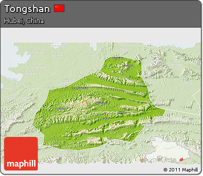 Physical 3D Map of Tongshan, lighten