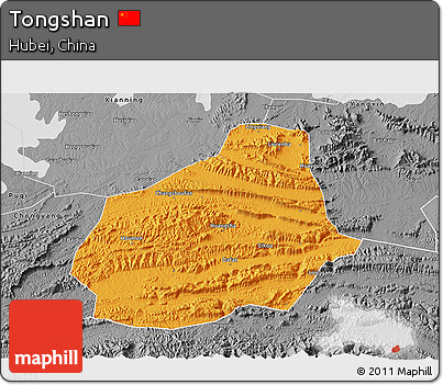 Political 3D Map of Tongshan, desaturated