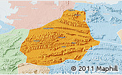 Political 3D Map of Tongshan, lighten