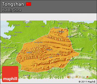 Political 3D Map of Tongshan, physical outside