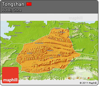 Political 3D Map of Tongshan, physical outside