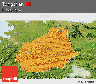 Political 3D Map of Tongshan, satellite outside