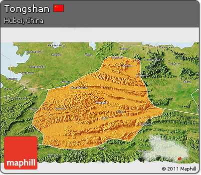 Political 3D Map of Tongshan, satellite outside